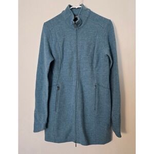 Ibex Jacket Sweater Merino Wool Womens Small Teal Blue Green